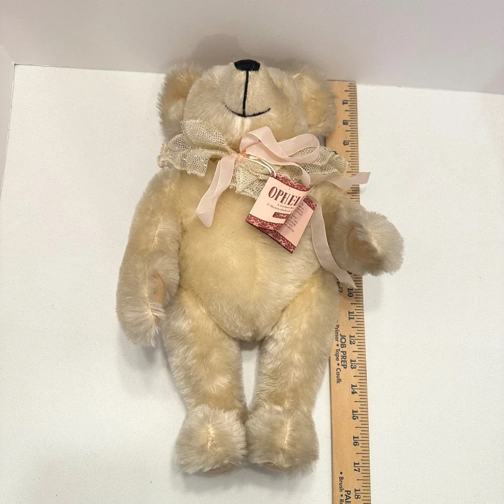 Steiff Ophelia Teddy Bear SIGNED Cream Mohair Lace Collar Vintage German Plush